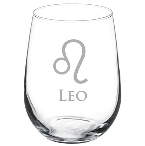 Wine Glass Goblet Horoscope Zodiac Birth Sign (17 oz Stemless, Leo),MIP