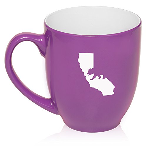 16 oz Large Bistro Mug Ceramic Coffee Tea Glass Cup Cali Bear California (Purple)