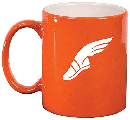 Ceramic Coffee Tea Mug Track and Field Wing Shoe (Orange)