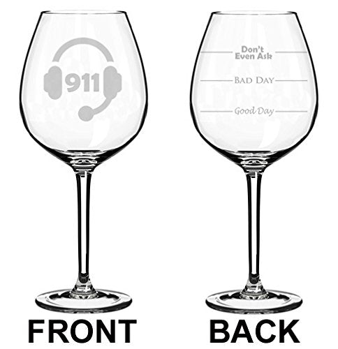 Wine Glass Goblet Two Sided 911 Police Sheriff Dispatcher (20 oz Jumbo)