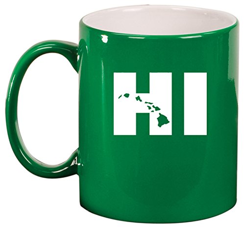 Ceramic Coffee Tea Mug HI Hawaiian Islands (Green)