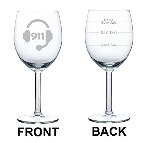 Wine Glass Goblet Two Sided 911 Police Sheriff Dispatcher (10 oz)