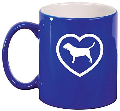 Ceramic Coffee Tea Mug Cup Beagle Heart (Blue)