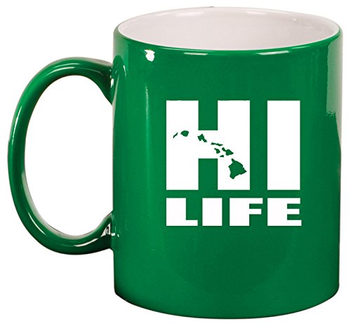 Ceramic Coffee Tea Mug Cup HI Life Hawaiian Islands Hawaii (Green)