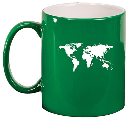 Ceramic Coffee Tea Mug Cup World Map (Green)