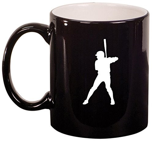 Ceramic Coffee Tea Mug Cup Baseball Player (Black)