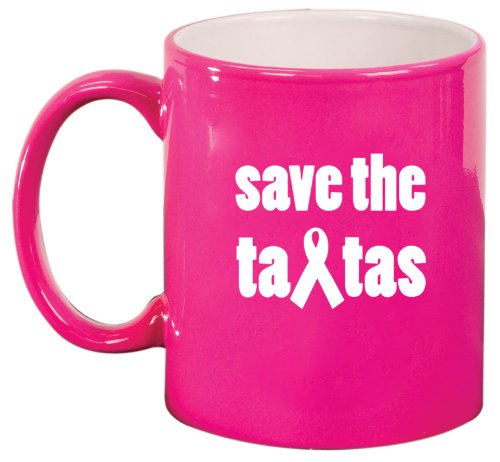 Pink Ceramic Coffee Tea Mug Save the Tatas Breast Cancer