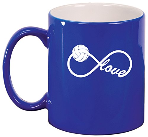 Ceramic Coffee Tea Mug Cup Infinity Infinite Love Volleyball (Blue)
