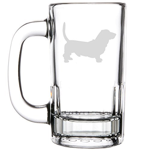 12oz Beer Mug Stein Glass Basset Hound