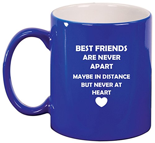 Ceramic Coffee Tea Mug Cup Best Friends Long Distance Love (Blue)