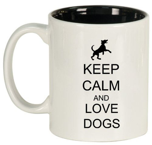 Keep Calm and Love Dogs Ceramic Coffee Tea Mug Cup White Black