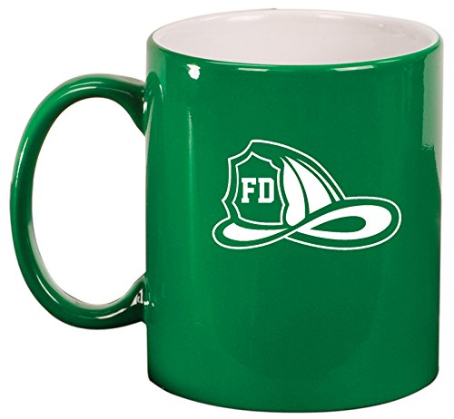 Ceramic Coffee Tea Mug Cup Firefighter Helmet (Green)