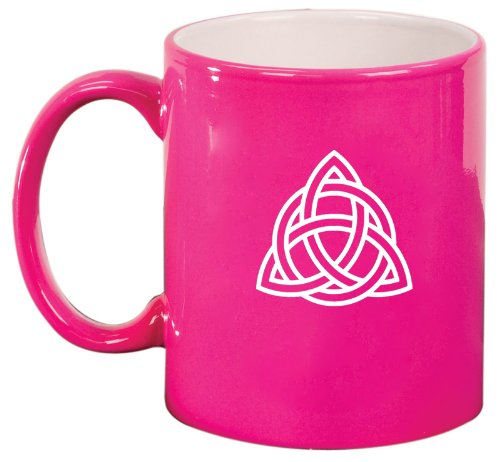 Pink Ceramic Coffee Tea Mug Triquetra Symbol Celtic Knot