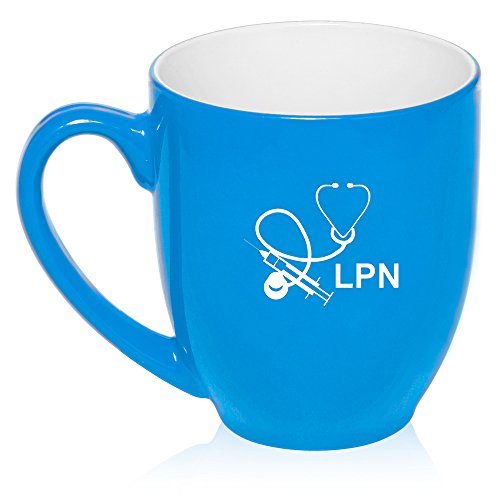 16 oz Light Blue Large Bistro Mug Ceramic Coffee Tea Glass Cup Licensed Practical Nurse LPN