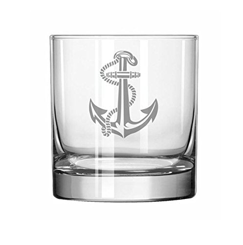 11 oz Rocks Whiskey Highball Glass Anchor with Rope,MIP