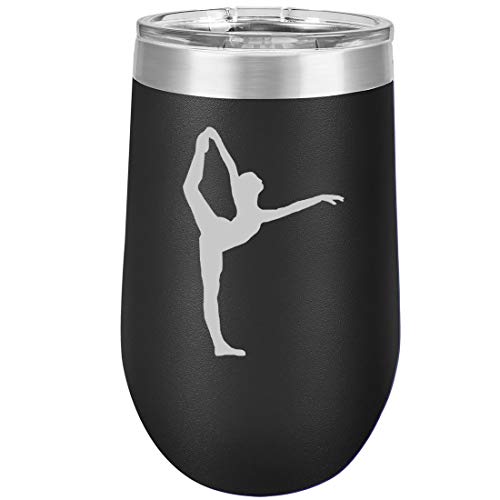 16 oz Double Wall Vacuum Insulated Stainless Steel Stemless Wine Tumbler Glass Coffee Travel Mug With Lid Dancer Gymnastics