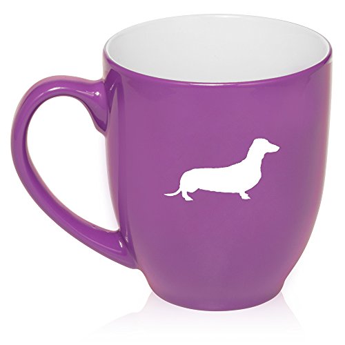 16 oz Purple Large Bistro Mug Ceramic Coffee Tea Glass Cup Dachshund