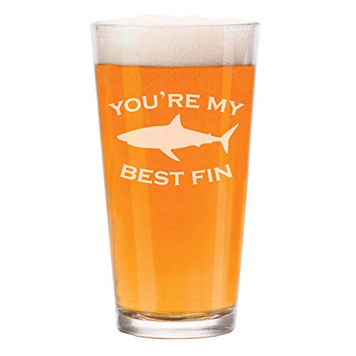 16 oz Beer Pint Glass You're My Best Fin Friend Shark