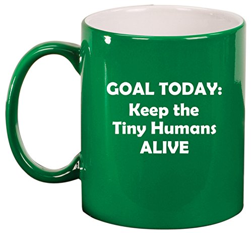 Ceramic Coffee Tea Mug Cup Keep The Tiny Humans Alive Funny Teacher Nurse Pediatrics Gift (Green)