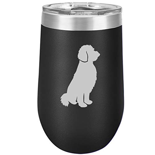 16 oz Double Wall Vacuum Insulated Stainless Steel Stemless Wine Tumbler Glass Coffee Travel Mug With Lid Goldendoodle