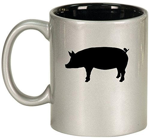 Ceramic Coffee Tea Mug Cup Pig (Silver)