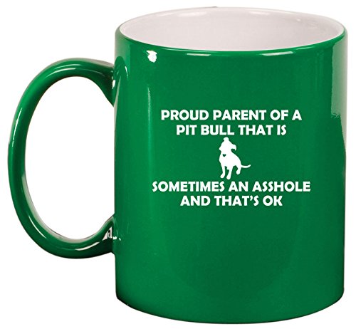 Ceramic Coffee Tea Mug Cup Proud Parent Pit Bull (Green)