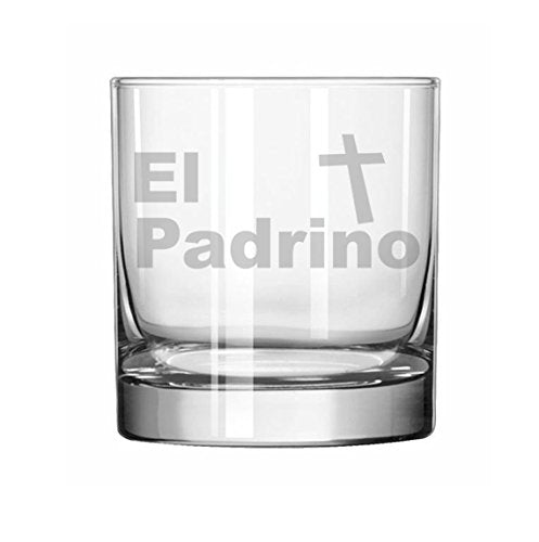 11 oz Rocks Whiskey Highball Glass Christening Baptism Godfather El Padrino