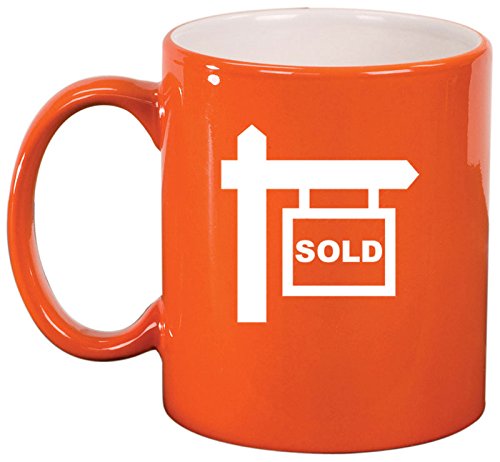 Ceramic Coffee Tea Mug Cup Real Estate Agent Sold (Orange)