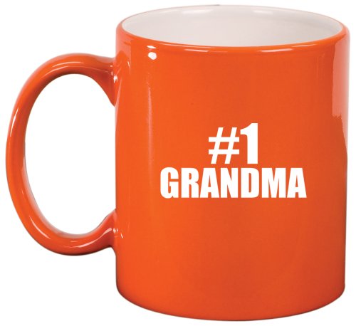 #1 Grandma Ceramic Coffee Tea Mug Cup Orange Gift for Grandma