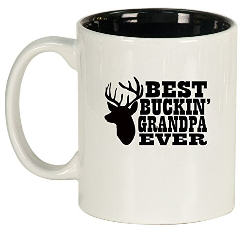 Ceramic Coffee Tea Mug Cup Best Buckin Grandpa Ever Grandfather Grandpa (White)