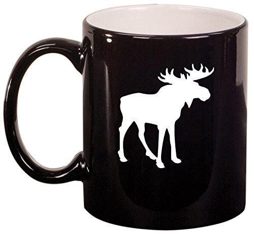 Ceramic Coffee Tea Mug Cup Moose (Black)