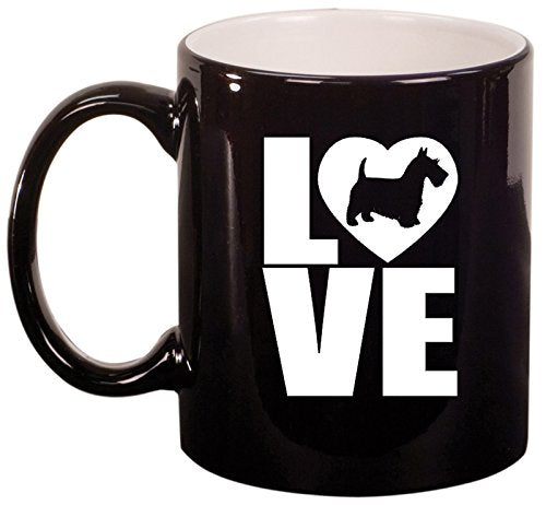 Ceramic Coffee Tea Mug Cup LOVE Scottie (Black)