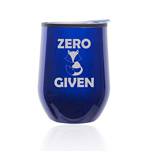 Stemless Wine Tumbler Coffee Travel Mug Glass With Lid Zero Fox Given Funny