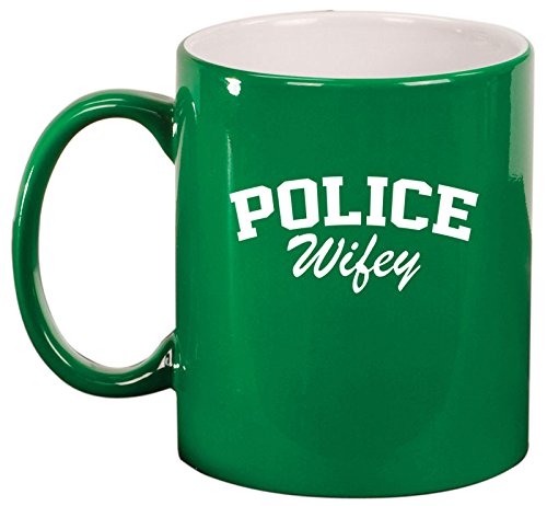 Ceramic Coffee Tea Mug Cup Police Wifey Wife (Green)