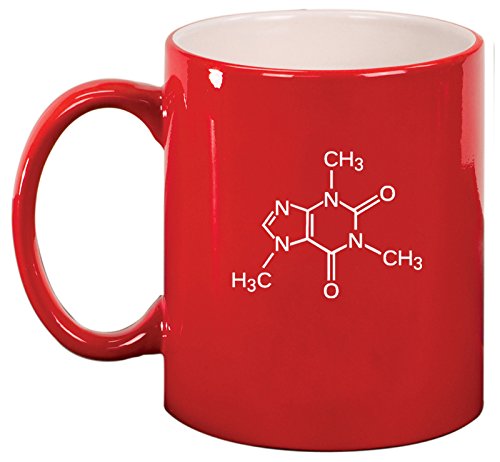 Ceramic Coffee Tea Mug Caffeine Molecule (Red)