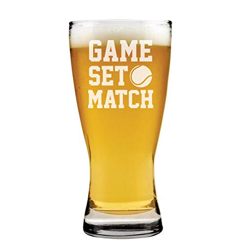 15 oz Beer Pilsner Glass Game Set Match Tennis