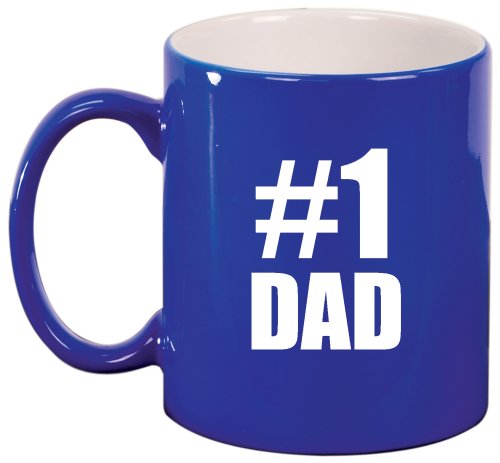 #1 Dad Ceramic Coffee Tea Mug Cup Blue Gift for Dad