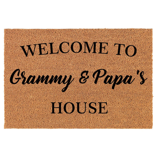 Coir Doormat Front Door Mat New Home Closing Housewarming Gift Welcome to Grammy and Papa's House Grandma Grandpa Grandparents Grandmother Grandfather (30" x 18" Standard)
