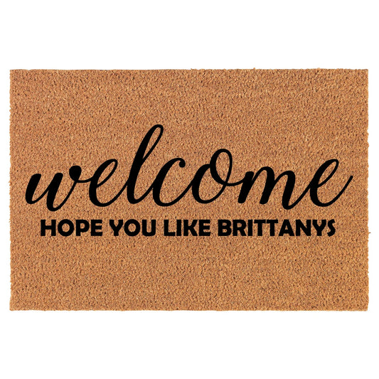 Coir Doormat Front Door Mat New Home Closing Housewarming Gift Welcome Hope You Like Brittanys Brittany Spaniel Dog (30" x 18" Standard)