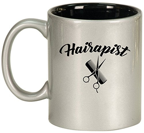 Ceramic Coffee Tea Mug Hairapist Hairdresser Funny (Silver)