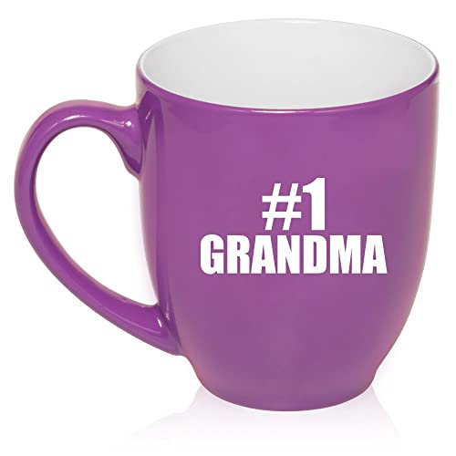 16 oz Purple Large Bistro Mug Ceramic Coffee Tea Glass Cup #1 Grandma,MIP