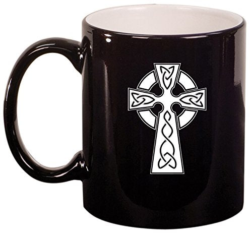 Ceramic Coffee Tea Mug Cup Celtic Cross (Black)