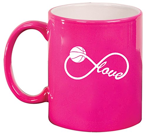 Ceramic Coffee Tea Mug Cup Infinite Infinity Love for Basketball (Pink)