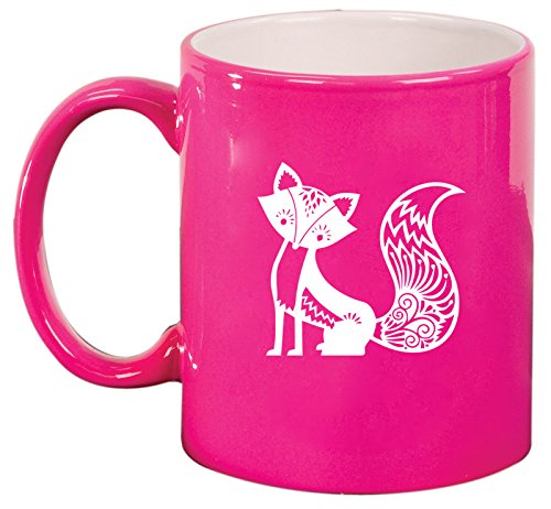 Ceramic Coffee Tea Mug Cup Fancy Fox (Pink)
