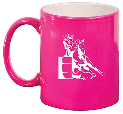 Ceramic Coffee Tea Mug Cup Female Barrel Racing Cowgirl (Pink)