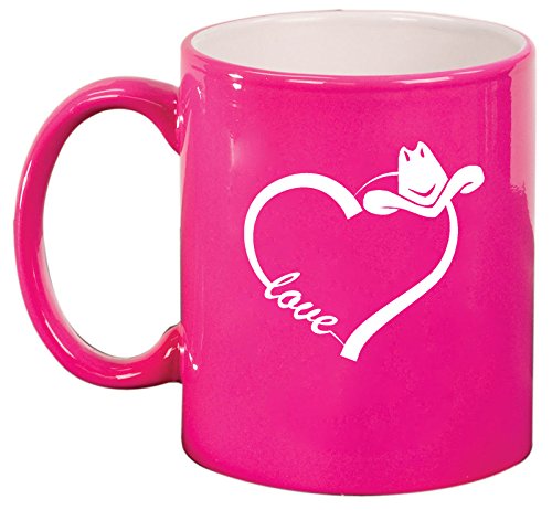 Ceramic Coffee Tea Mug Cup Love Heart Country Cowgirl (Pink)
