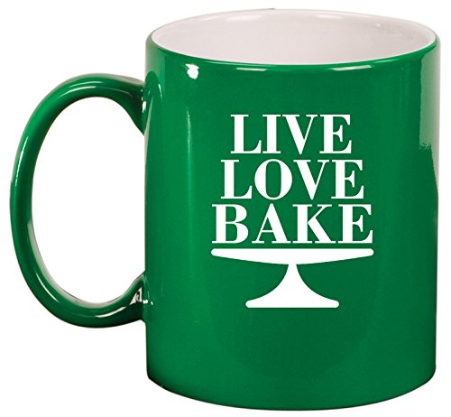 Ceramic Coffee Tea Mug Cup Live Love Bake (Green)