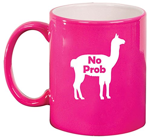 Ceramic Coffee Tea Mug Cup No Prob Llama Funny (Pink)