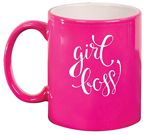 Ceramic Coffee Tea Mug Cup Girl Boss (Pink)