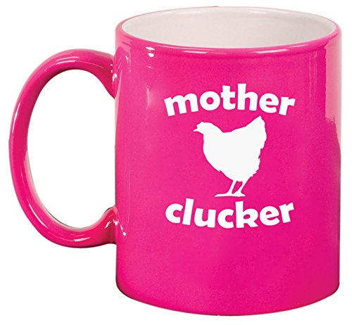 Ceramic Coffee Tea Mug Cup Mother Clucker Hen Chicken Funny (Pink)